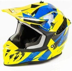 Шлем мото кроссовый GTX 623S (S) Fluo yellow/Red blue