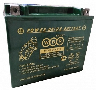 Аккумулятор WBR MT 12-18-C YTX20-BS, YTX20H, YB16-B-CX, YB18-A
