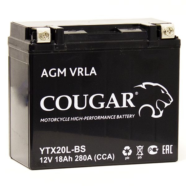 Аккумулятор COUGAR YTX 20L-BS AGM