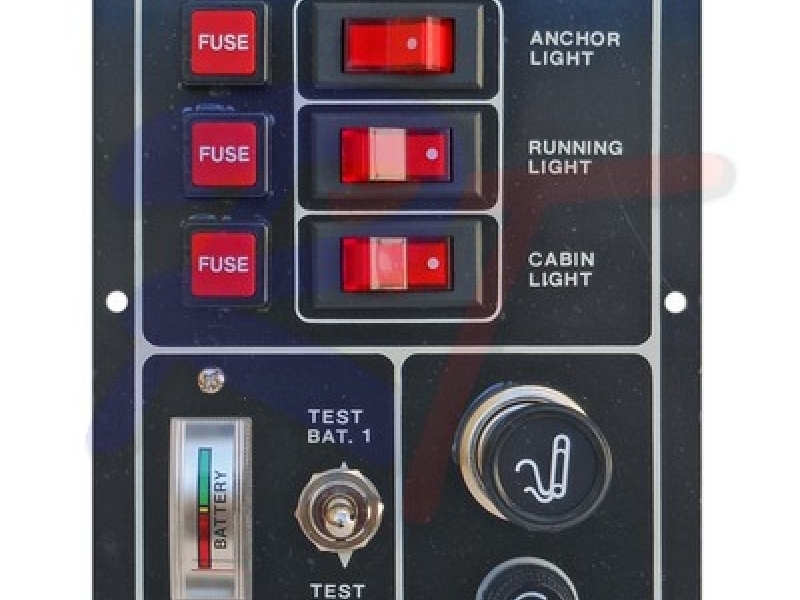 Панель выключателей черн AL. (3 выкл/предох/прикур/тест батареи)