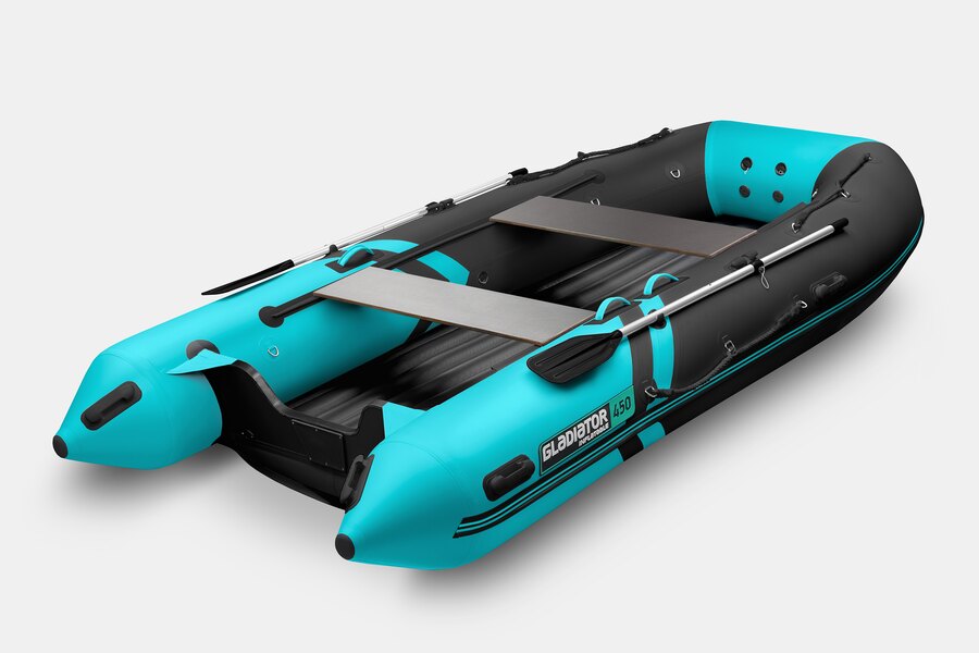 Надувная лодка GLADIATOR E450S (Черно-бирюзовый) СПБ