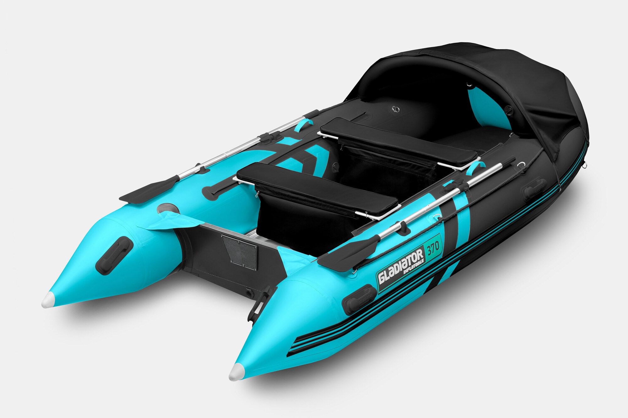 Надувная лодка GLADIATOR E420 PRO (черно-бирюзовый)