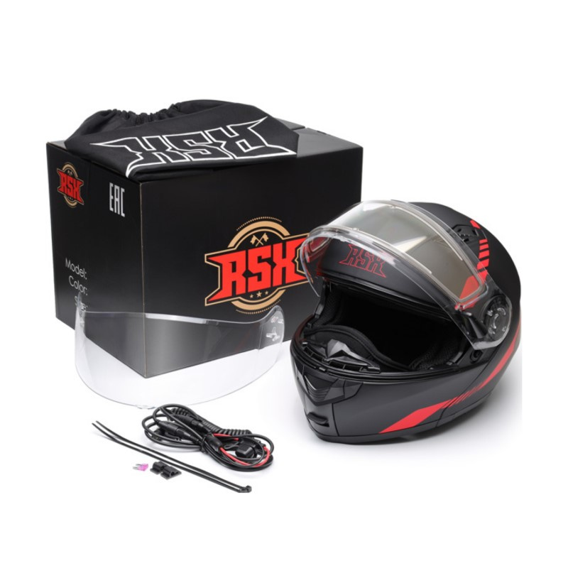 Шлем модуляр RSX Spark Winter M, черно-красный