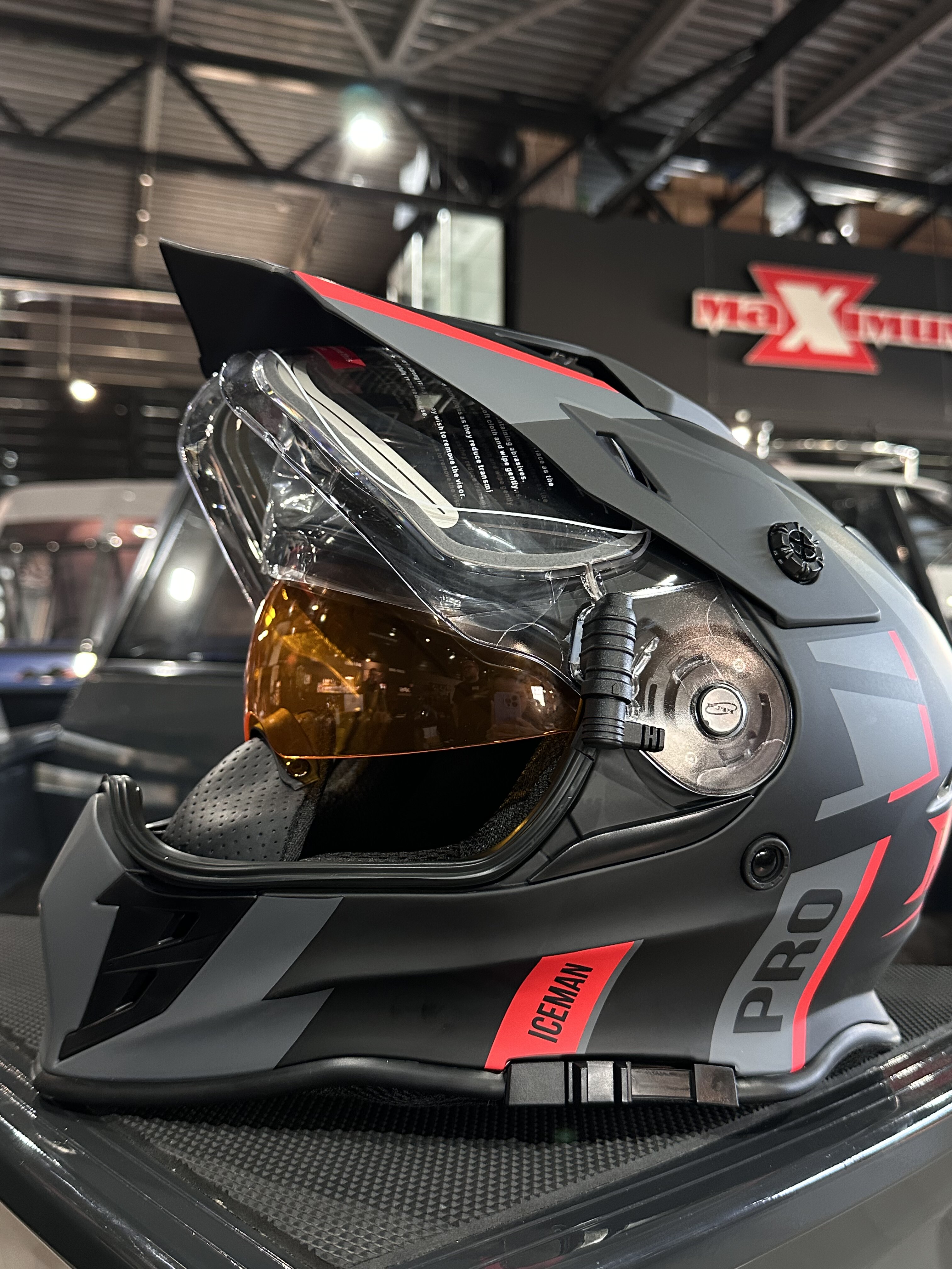 Шлем dual sport RSX Iceman Winter XL, черно-красный
